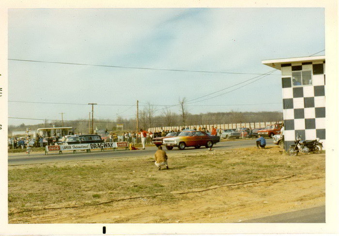 vintage shot of bob hill in his 67 camaro from bobby hill Lapeer Dragway, Lapeer